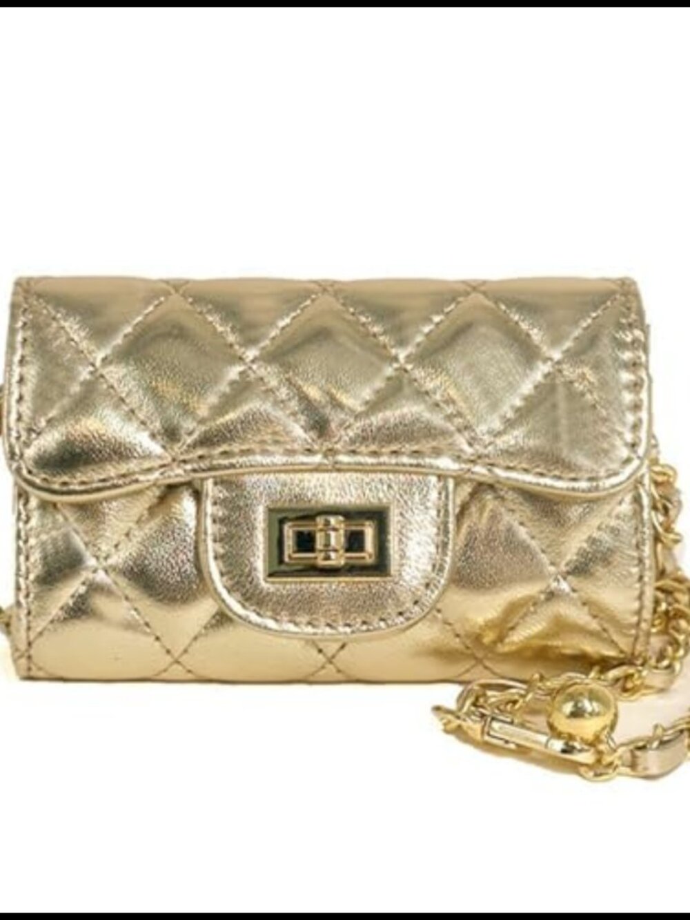 Quilted PU Leather Mini Crossbody Chain Bag Detachable Strap Small Handbag